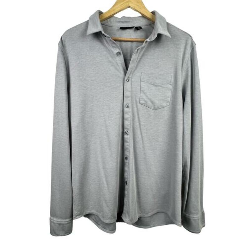 Marc Anthony Gray Men's Button Down Dress Luxury Slim Fit Shirt Size Large